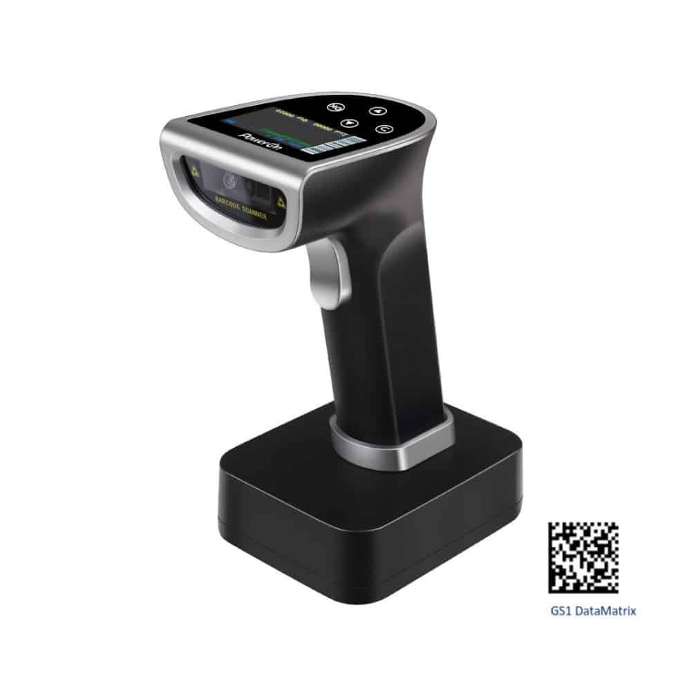 BCS-07BW BARCODE WIRELESS/WIRED 2D SCANNER W/LED SCREEN BLACK POWER-ON