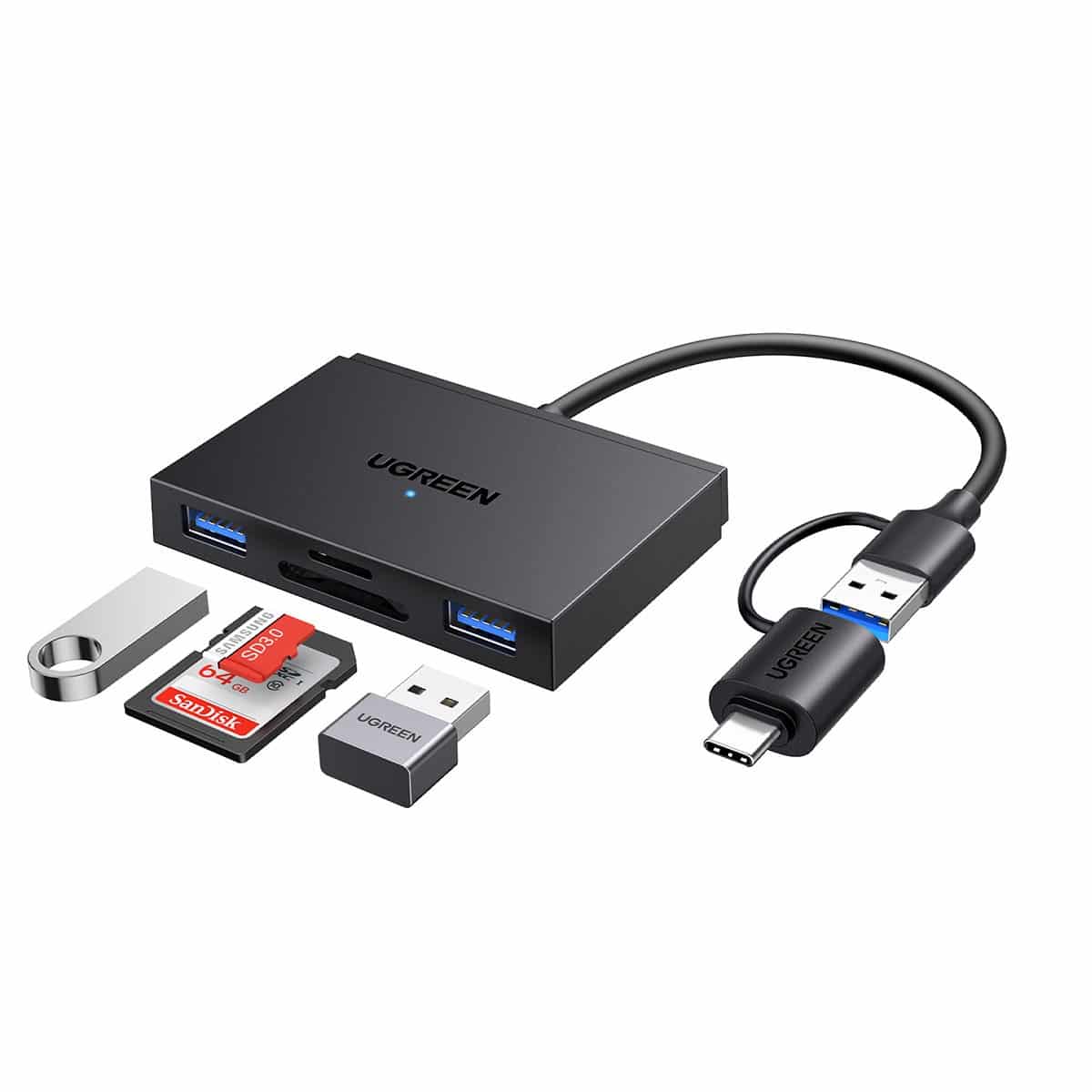 45167/CM812 USB3.0 CARD READER USB-C/USB SD/TF GRAY UGREEN
