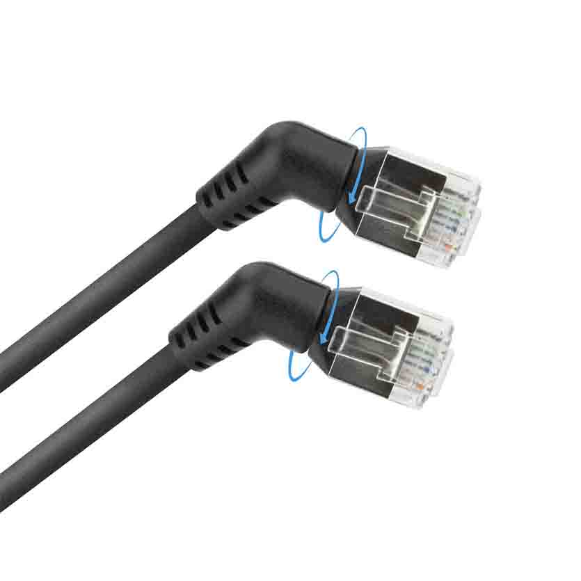 DD1900 0.5m U/FTP CAT6A SLIMLINE PATCH CABLE WITH ANGLED 360° ROTATABLE RJ45 CONNECTORS, BLACK, ACT