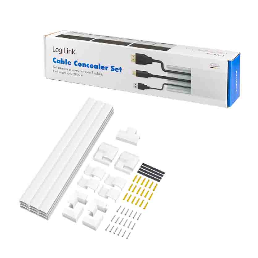 KAB0110 CABLE CHANNEL SET, WALL INSTALLATION, 67pcs, WHITE LOGILINK