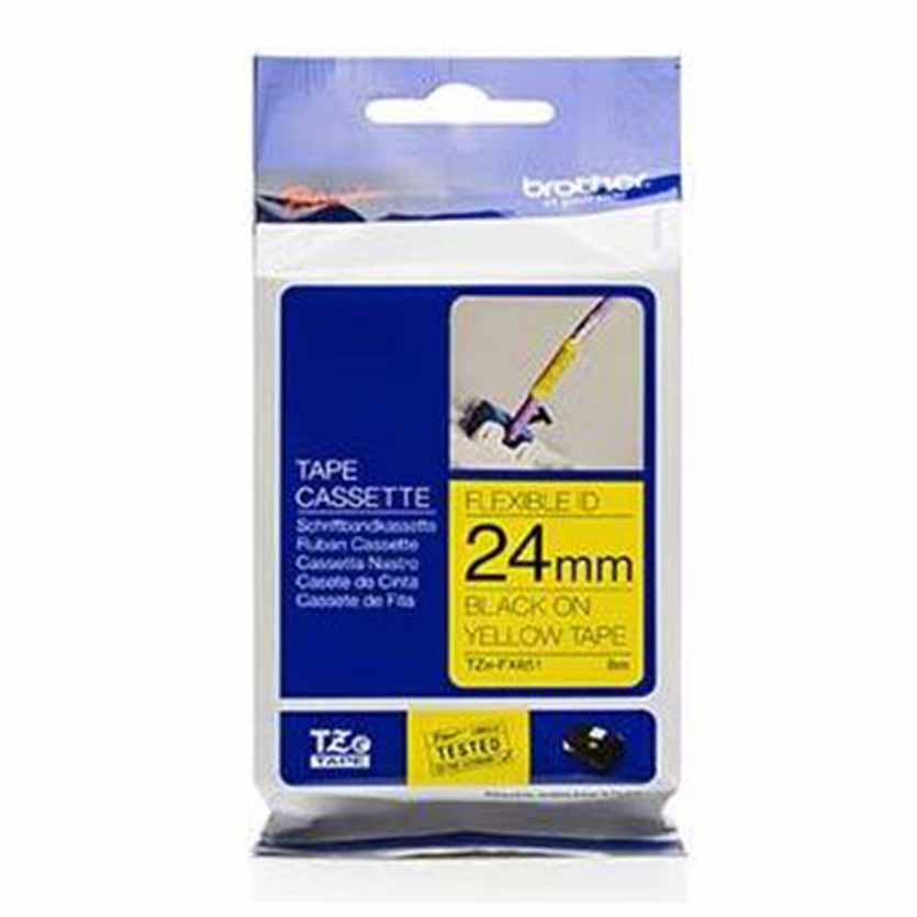TZE651 24mm LAMINATED TAPE ROLL BLACK ON YELLOW BROTHER
