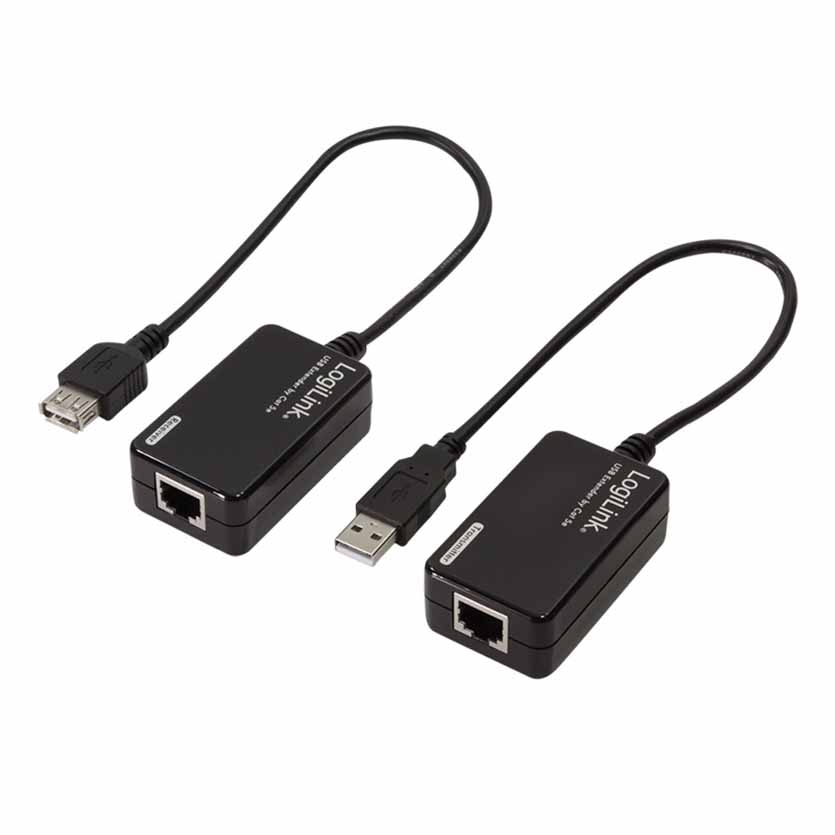 UA0021D USB 2.0 Cat.5 EXTENDER, 60 m, PIGTAIL, BLACK LOGILINK