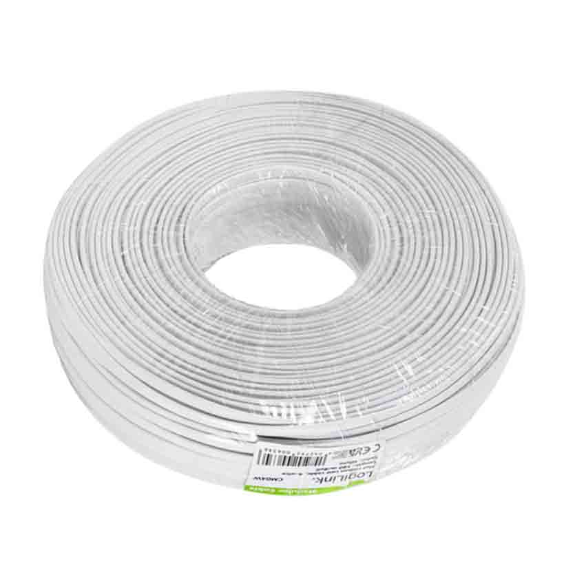 CM04W TEL CBL FLAT 4-WIRES 100m WHITE LOGILINK
