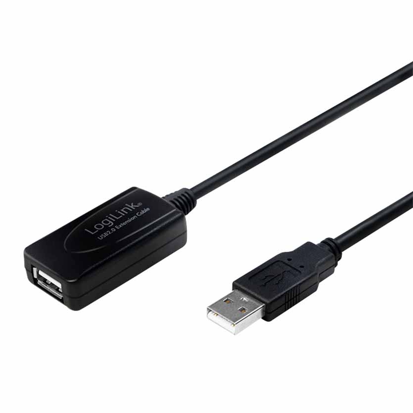 UA0143 10m USB2.0 EXTENTION CABLE  BLK LOGILINK