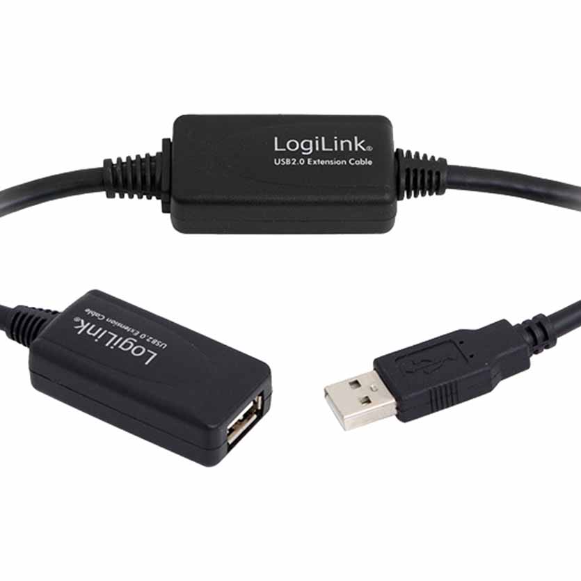 UA0145 EXT CBL 15m USB2.0 BLK LOGILINK