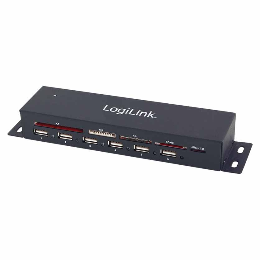 CR0035 6PORT HUB METAL W/CR USB2.0 LOGILINK