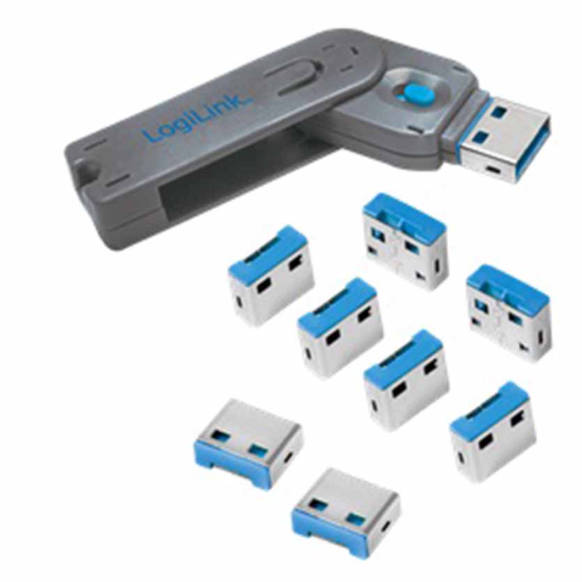 AU0045 USB PORT BLOCKER (1xKEY & 8xLOCKS) LOGILINK