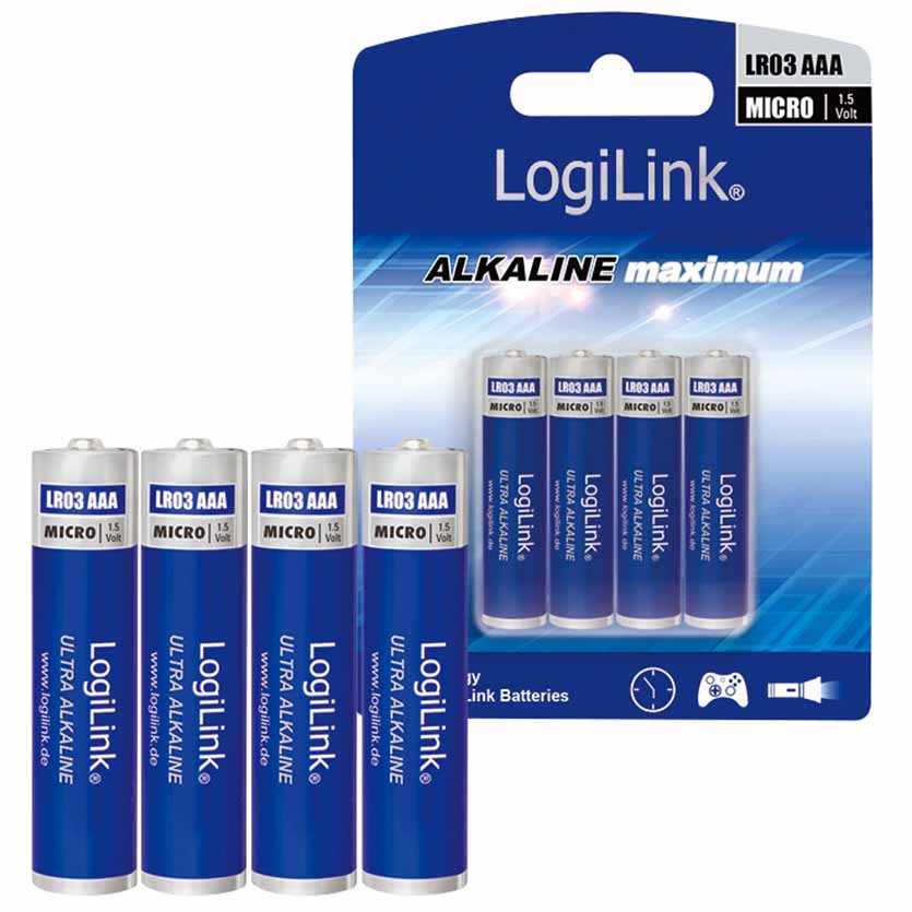 LR03B4 BATTERIES AAA x4pcs LR03 MICRO ULTRA POWER LOGILINK