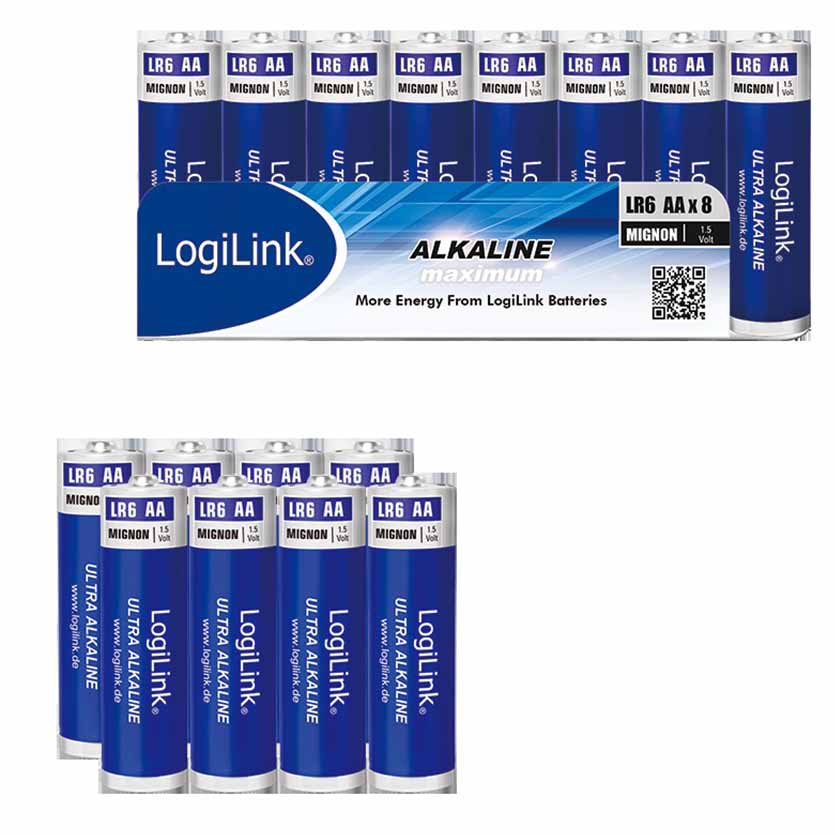 LR6F8 BATTERIES AA x8pcs LR6 MIGNON ULTRA POWER LOGILINK
