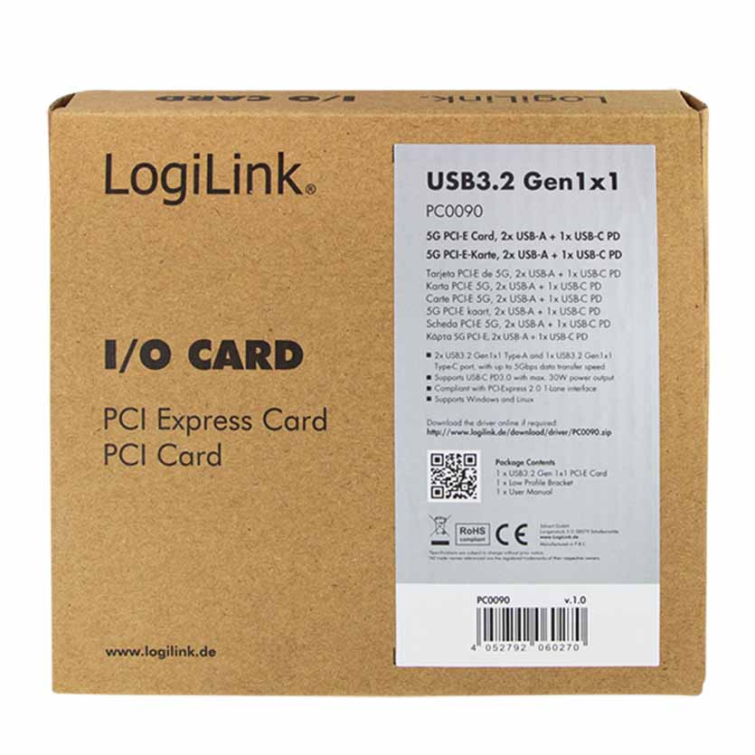 PC0090 PCI EXPRESS CARD USB3.2 GEN1x1 USB-C LOGILINK