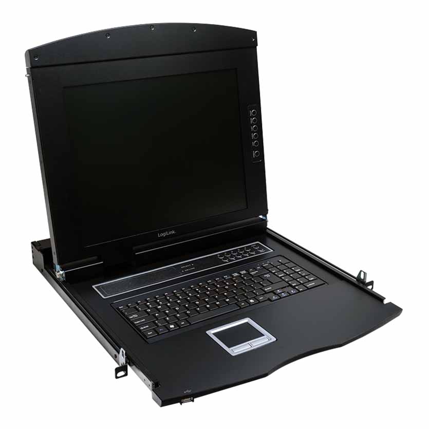 LC702US LCD CONSOLE SINGLE RAIL 17″ WISESCREEN VGA USB & PS2 LOGILINK