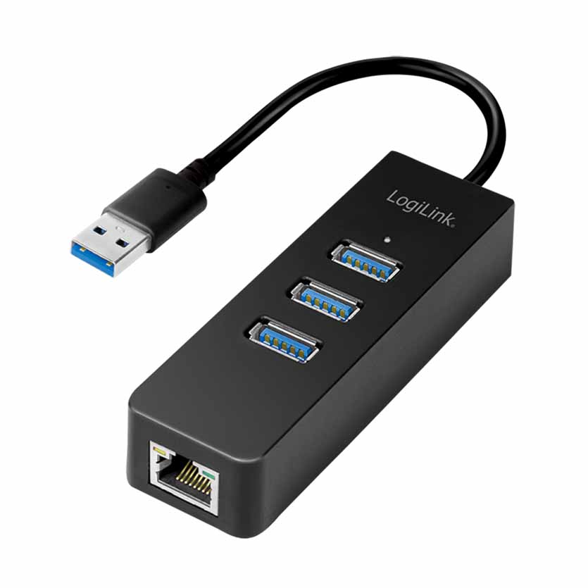 UA0173A USB3.0 TO GIGABIT ADAPTER & HUB 3-PORT LOGILINK