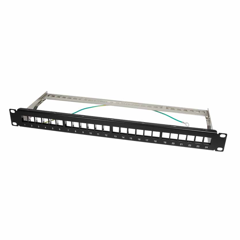 NK4042 19″UNLOADED PATCH PANEL FOR 24 KEYSTONE JACKS 1U LOGILINK