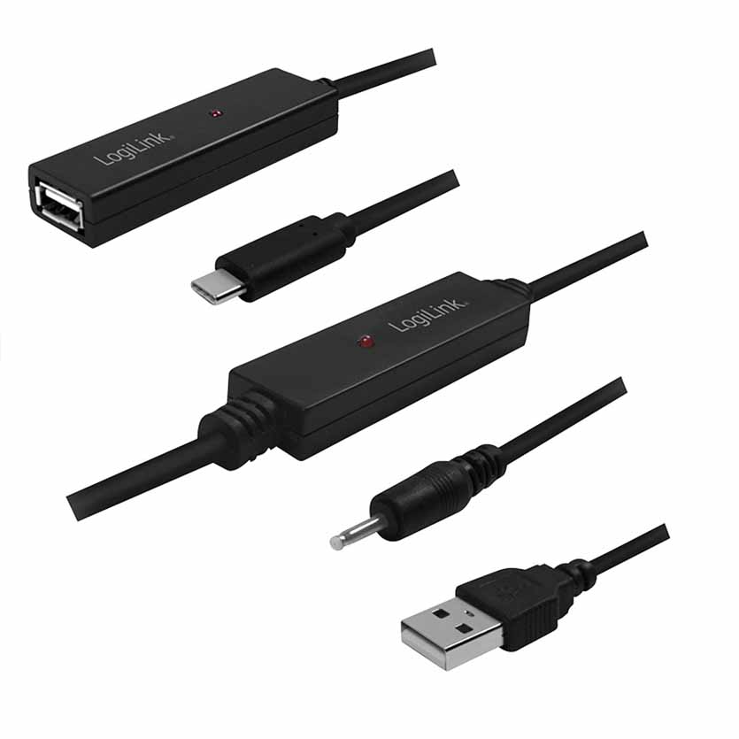 UA0326 20m USB2.0 REPEATER CABLE ACTIVE  USB TYPE-C TO USB TYPE-A M/F LOGILINK