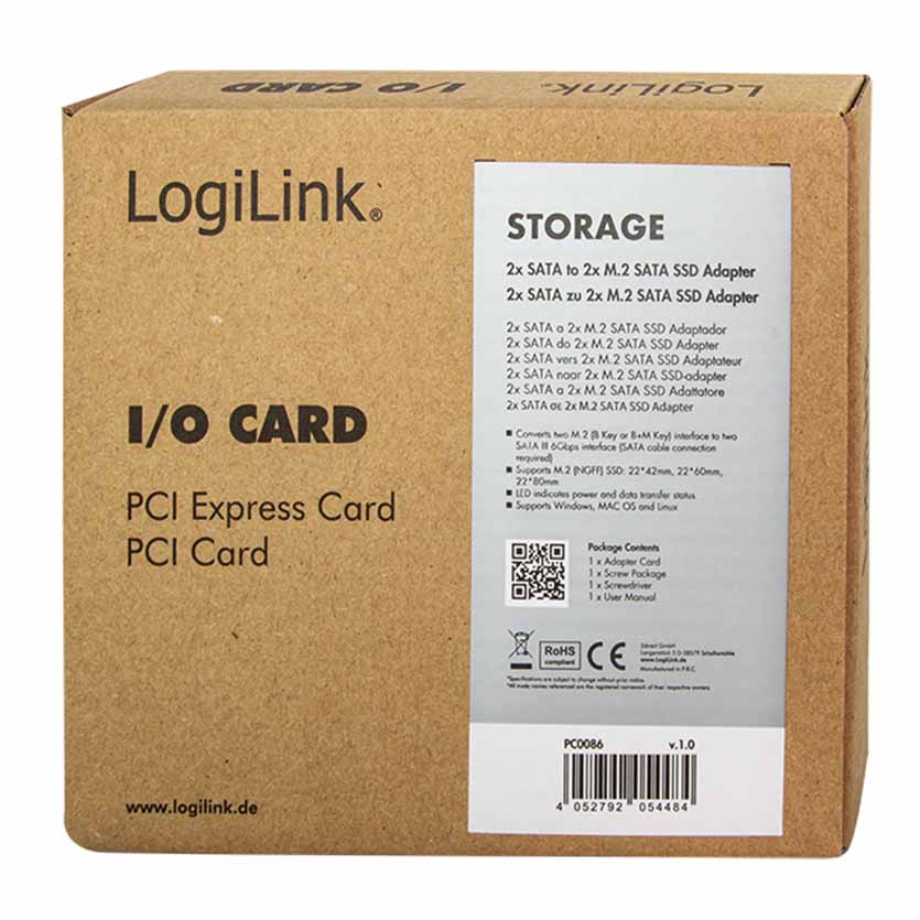 PC0086 ADAPTER 2X SATA TO 2X M.2 SATA SSD LOGILINK