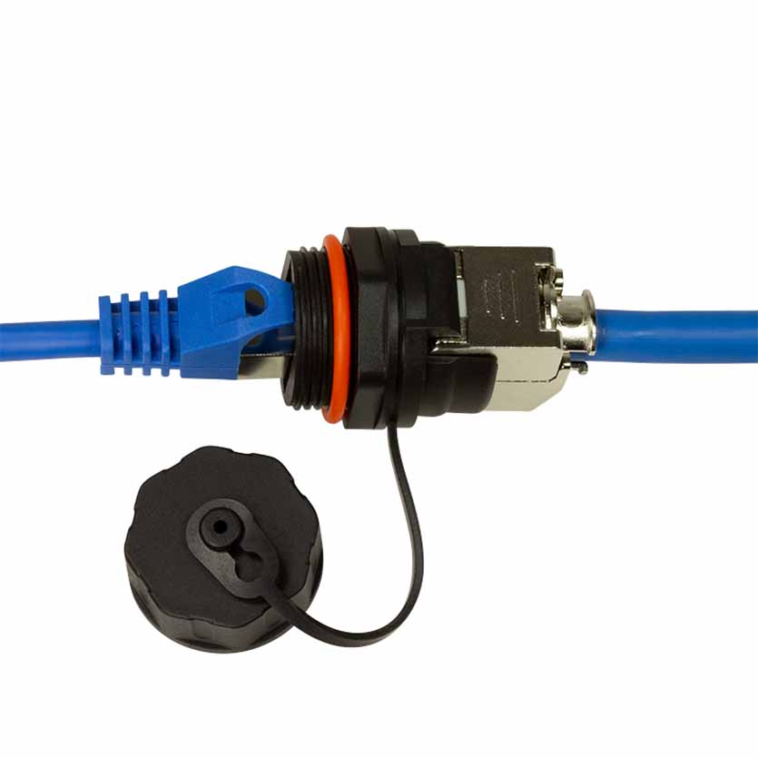 NP0085 OUTDOOR BULKHEAD KEYSTONE JACK CAT6A RJ45 IP68, LOGILINK