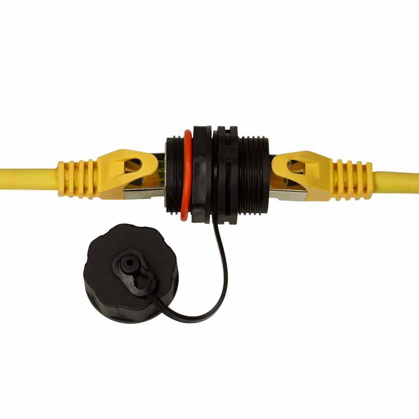 NP0083 OUTDOOR BULKHEAD PATCH COUPLER CAT6A 2xRJ45 IP68, LOGILINK
