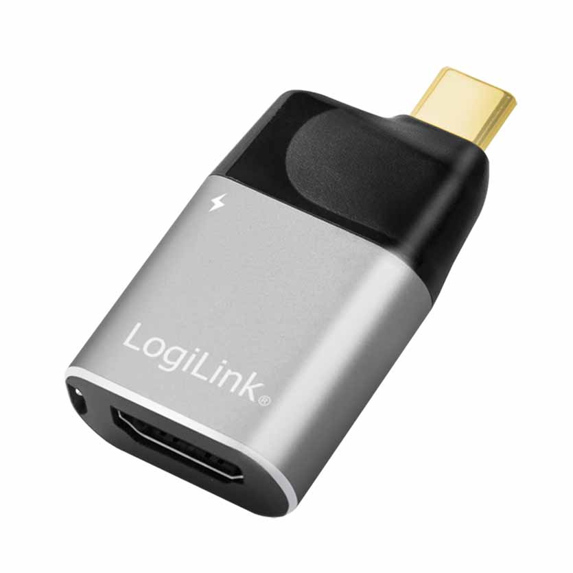 CUA0203 4K PD USB3.2 TYPE-C TO HDMI + USB TYPE-C ALUMINUM ADAPTER BLK/GREY LOGILINK