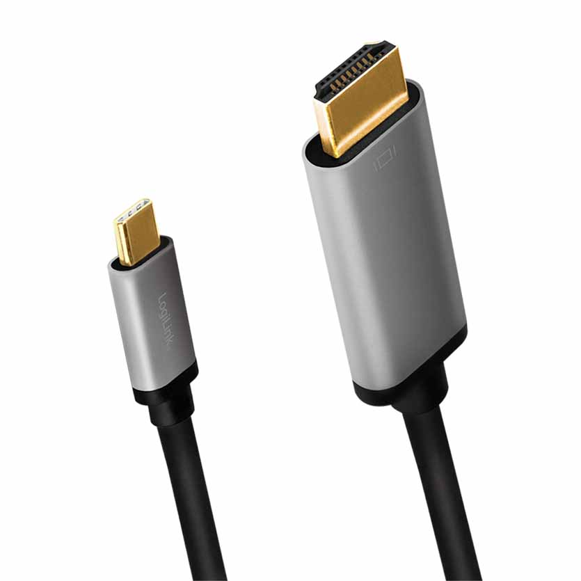 CUA0101 1.8m 4K USB3.2 TYPE-C TO HDMI M ALUMINUM ADAPTER BLK/GREY LOGILINK