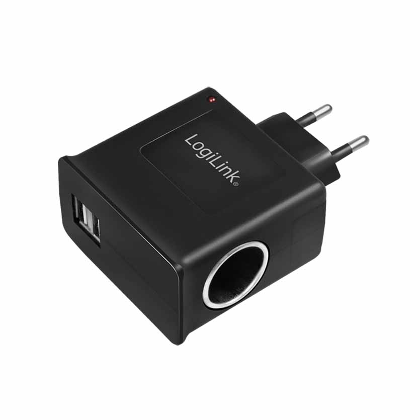 PA0046 SOCKET ADAPTER 2x USB PORTS + CIGARETTE LIGHTER SOCKET LOGILINK