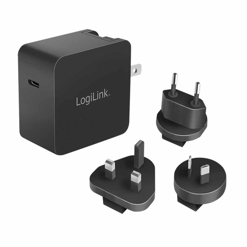 PA0302 USB SOCKET TRAVEL ADAPTER, 65W 1xUSB-C GaN TECHNOLOGY, LOGILINK