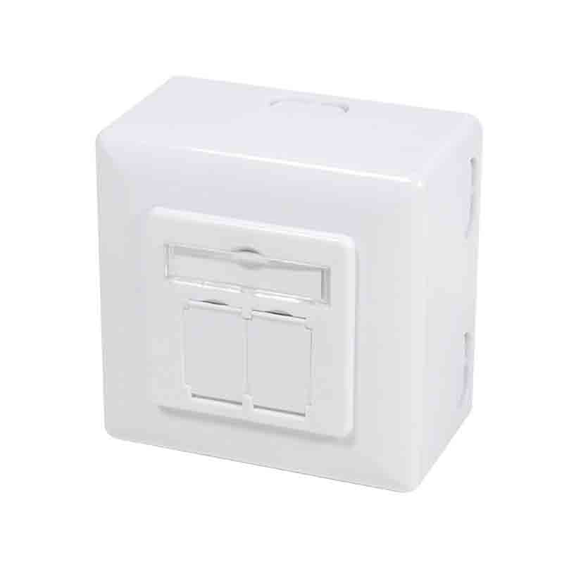 NP0039A CAT6 WALL OUTLET 2xRJ45 SHIELDED W/BACK BOX SIGNAL WHITE, LOGILINK