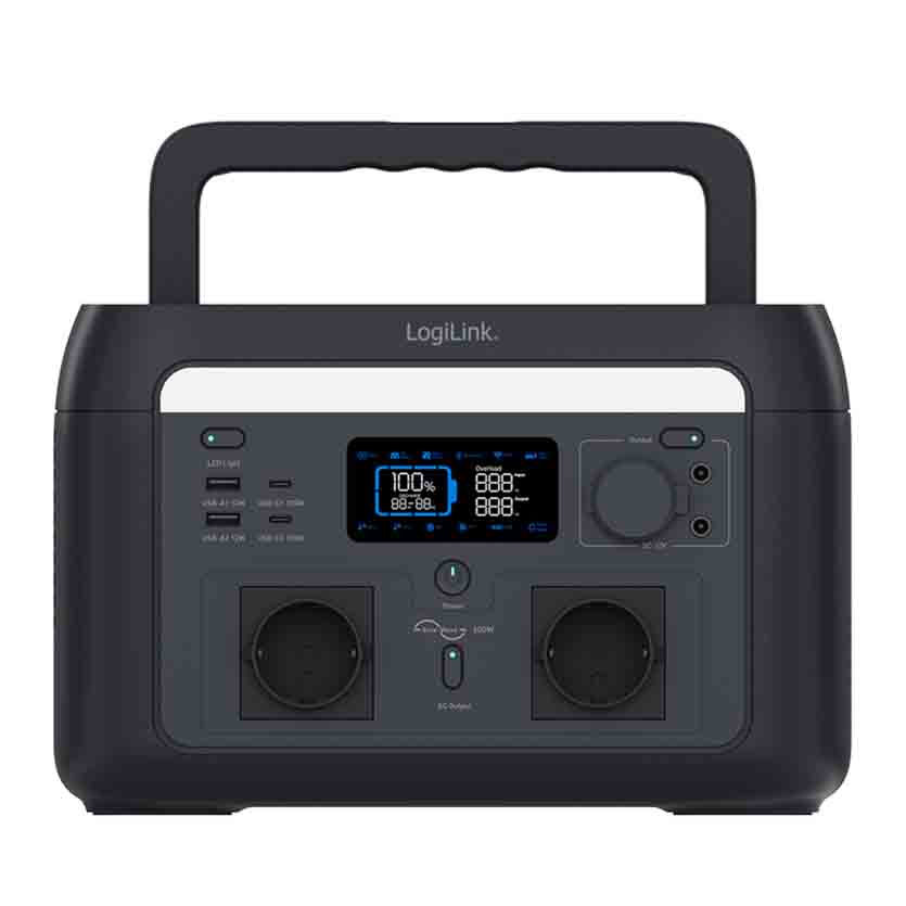 PPS0600 PORTABLE POWERSTATION 600W/LIFEPO4 BATTERIE,TUYA COMP. BLACK, LOGILINK