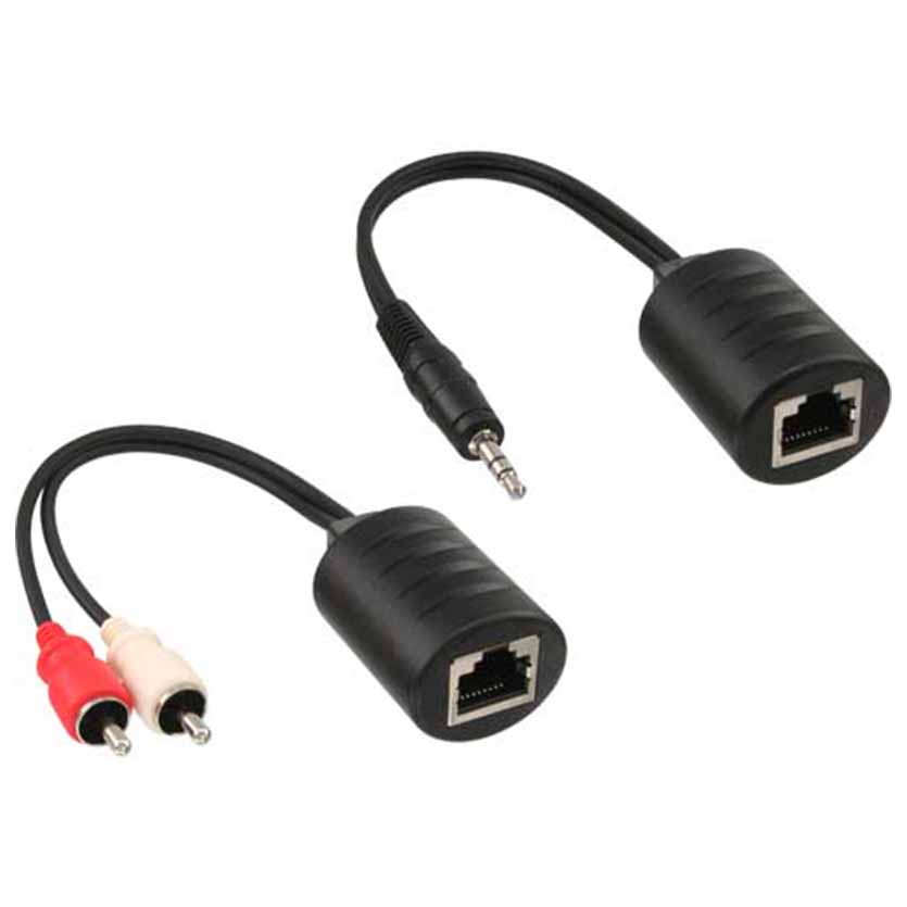 89003 2xRCA Audio Ext via Cat5e 3.5mm INLINE