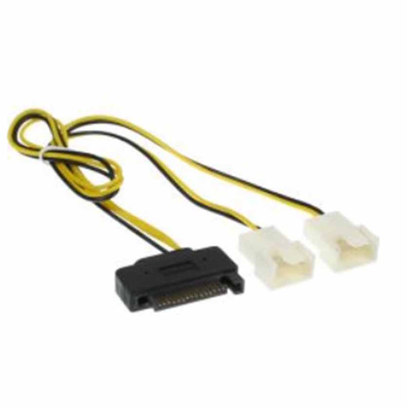 29683F SATA POWER CABLE Y-CABLE SATA FEMALE TO 2x FAN 2PIN MALE 0,30m INLINE