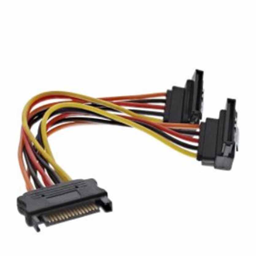 29683W SATA POWER Y-CABLE SATA SOCKET TO 2x SATA PLUG WITH LATCHES 0,15m INLINE