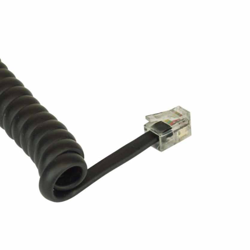 18895A 4m TELEPHONE RECEIVER COILED CORD M/M BLACK, INLINE