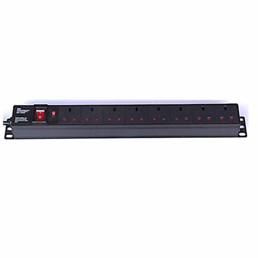 DT-PDU-04-C14  7WAY UK PDU WITH IEC C14 PLUG – 2m CORD, ON/OFF SWITCH