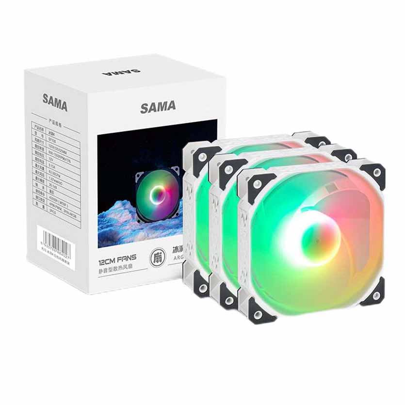 KT125W WHITE 120mm FAN KIT ARGB (3x FANS) W/FAN HUB SAMA