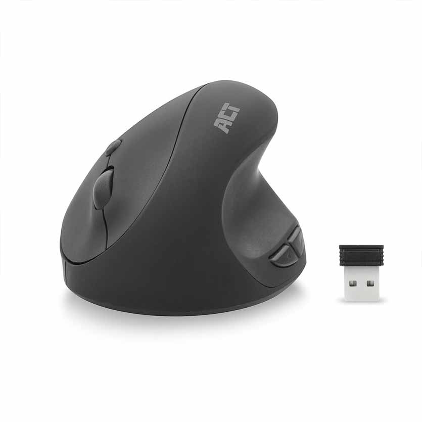 AC5101 ERGONOMIC MOUSE WIRELESS 2.4GHz USB NANO RECEIVER,1600DPI BLACK ACT