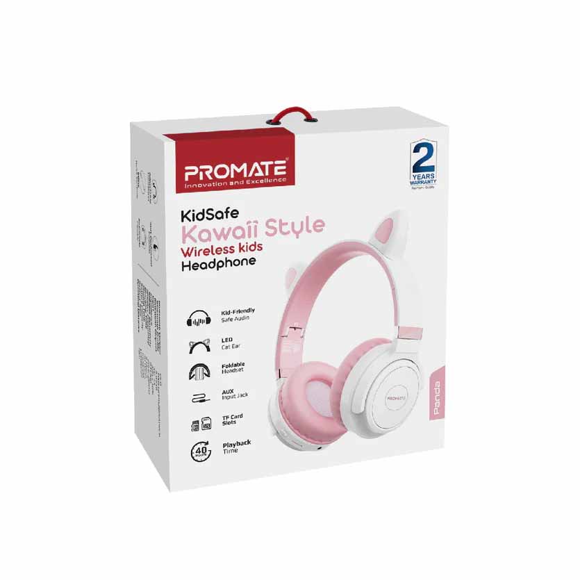 PANDA.BUBBLEGUM HEADPHONES BT KAWAII STYLE HD STEREO KIDSAFE PROMATE