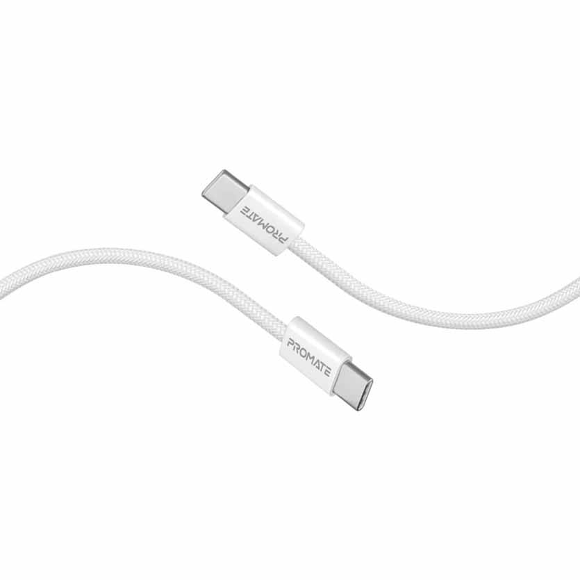 ECOLINE-CC120.WHITE 1.2m CABLE USB-C 60W DATA SYNC & CHARGE PROMATE