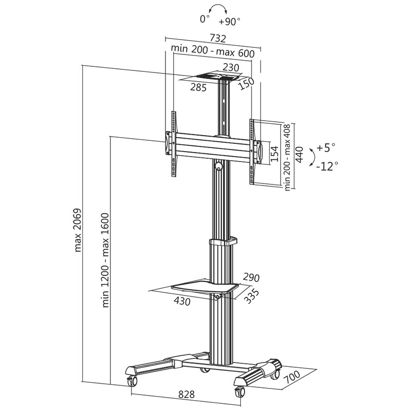BP0025 TV/MONITOR STAND TROLLEY 37-70″ MAX.50KG LOGILINK