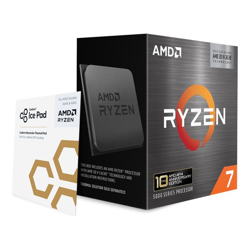 RYZEN 7 5800X3D 10TH ANNIV. 3D V-CACHE AMD 3.4GHz MAX BOOST 4.5GHz 8x CORE 100MB 105W