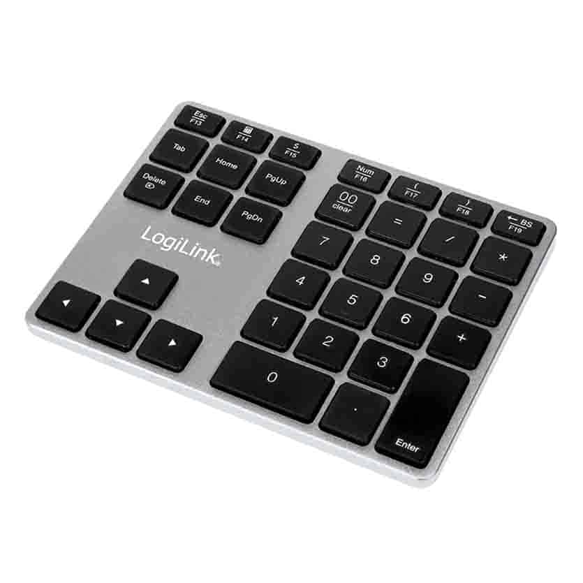 ID0187 KEYPAD NUMBERS AND FUNCTIONS,BT ALUMINUM GREY LOGILINK