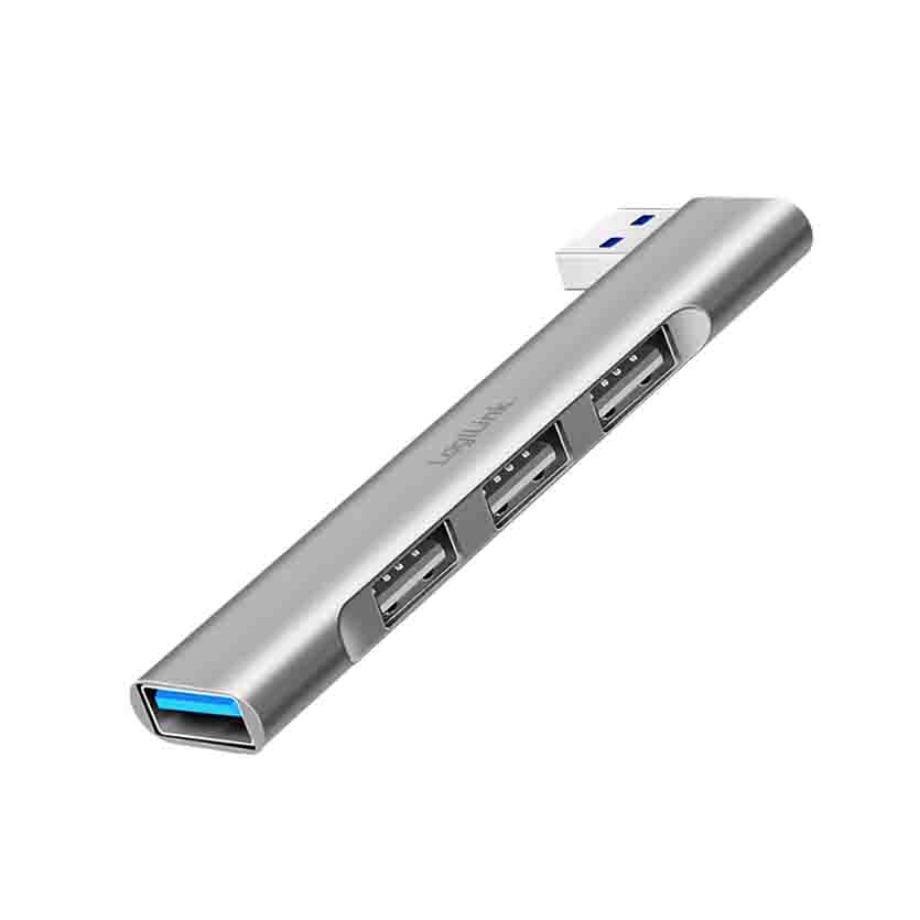 UA0436 HUB 2.0 4-PORT USB-A ULTRASLIM, 1x USB-AM/M, 3x USB-A/F, ALUMINIUM, LOGILINK