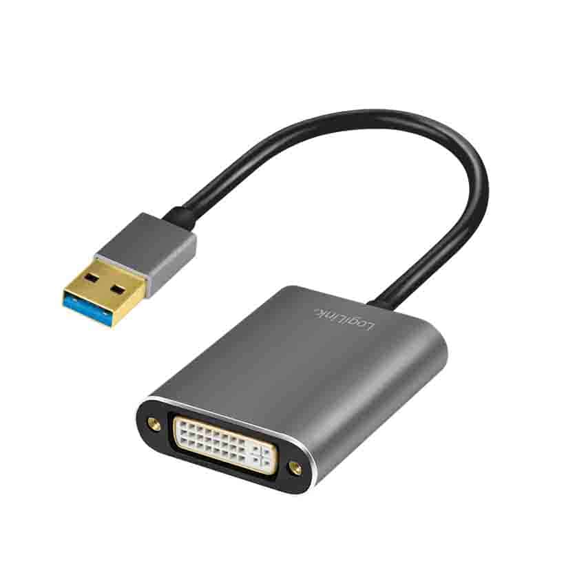 UA0232 0.10m USB3.0 A/M TO DVI-D/F ADAPTER 1080p/60Hz SILVER LOGILINK