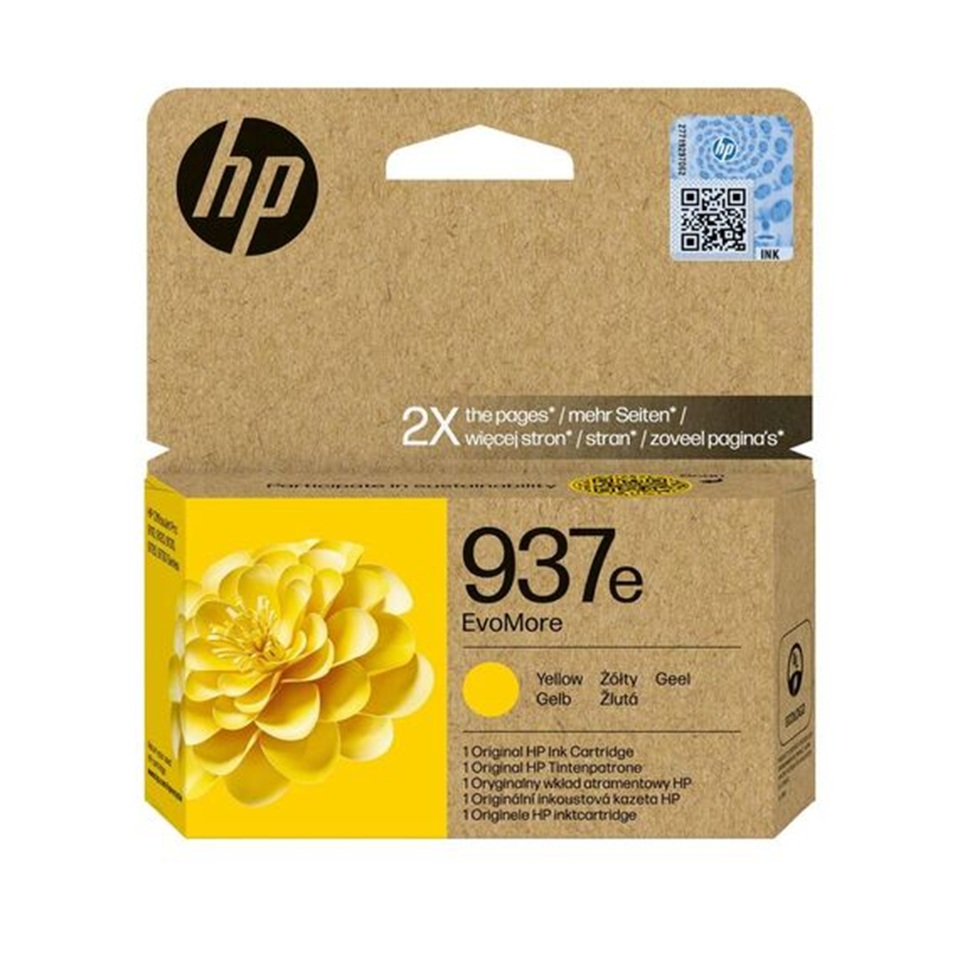 HP937E High Capacity Yellow Ink Cartridge – (4S6W8NE) 1,650 pages