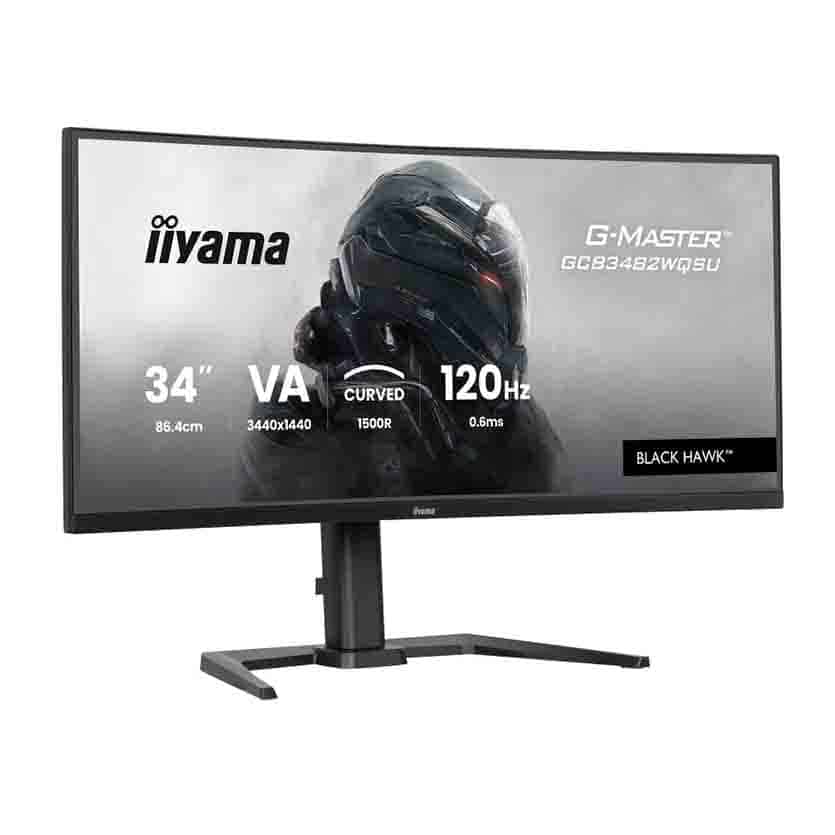 GCB3482WQSU-B1 BLACK HAWK 34″ CURVED MONITOR 0.6MS MPRT RESPONSE, IIYAMA G-MASTER