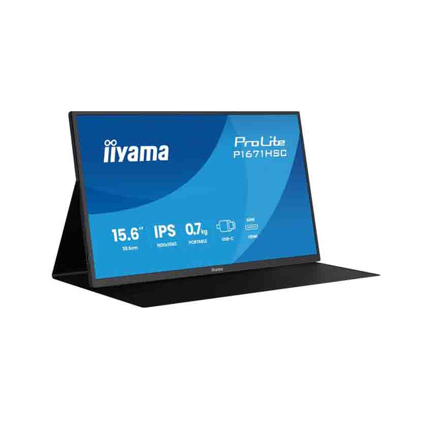 P1671HSC-B1 15.6″ PORTABLE IPS FHD MONITOR W/USB-C, BUILT-IN SPEAKERS, LEATHER COVER, IIYAMA PROLITE