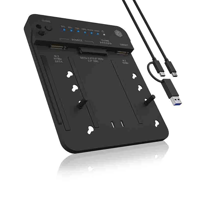 IB-2913MCL-C31 CLONE- & DOCKINGSTATION FOR TWO M.2 NVME SSD AND HDDS ICYBOX