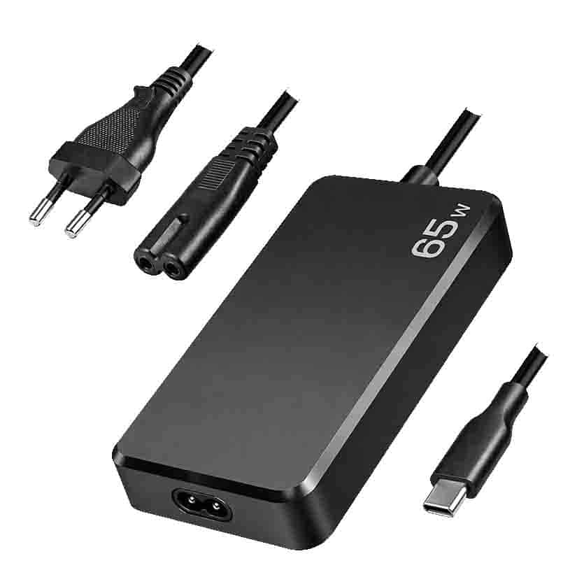 PA0413 USB SLIM UNIVERSAL CHARGER W/FIXED CABLE 65W (PD) BLACK LOGILINK
