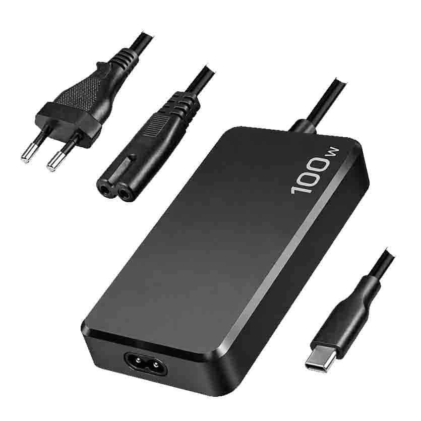 PA0414 USB SLIM UNIVERSAL CHARGER W/FIXED CABLE 100W (PD) BLACK LOGILINK