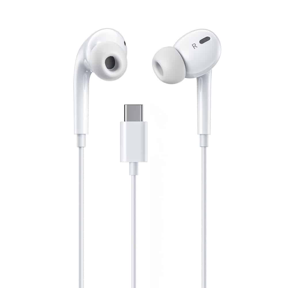 YB06 EARPHONES USB-C W/MIC WHITE WK