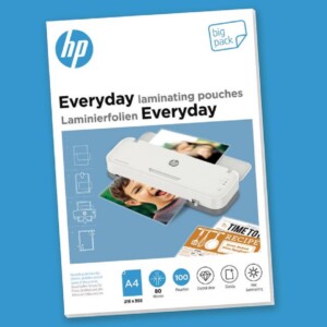 HP Everyday Laminating Pouches, A4, 80 Micron big pack, Pouch Size (mm) 216 x 303, Pouches/Pack x100, 9154