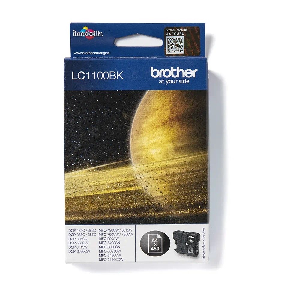LC1100BK BROTHER BLACK INK 450P DCP6690/385/395/585–DCPJ175/615